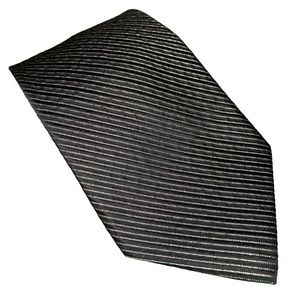 Bruno Piattelli Black & Silver Repp Striped Silk Tie